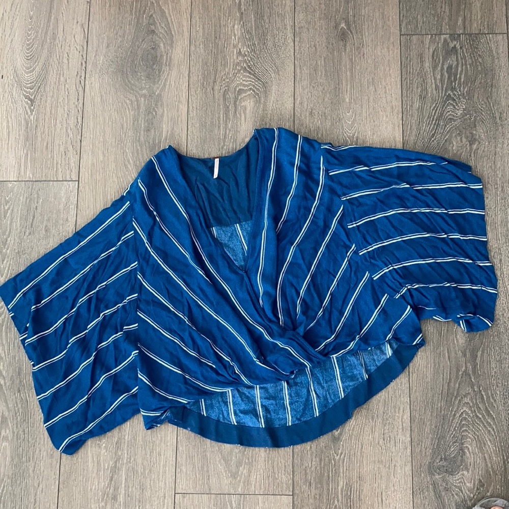 Free People Blue Striped Crop Top